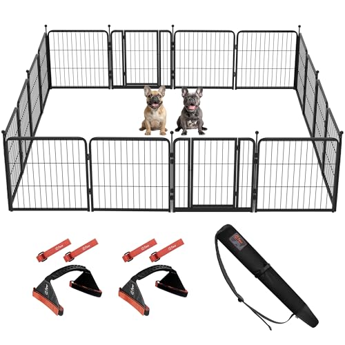 FXW Instant Unleashed Dog Playpen, Portable Pet Fence for Outdoor, RV Trips, and Camping, 24 inch, 16 Panels for Puppy and Small Dogs with Easy-Carry Straps (2 Pack) and Stake BagPatented
