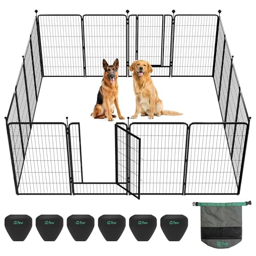 FXW Instant Unleashed Dog Playpen, Portable Pet Fence for Outdoor, RV Trips, and Camping, 45 inch, 16 Panels for Large Dogs with RV Protector Ball (Pack of 6)Patented