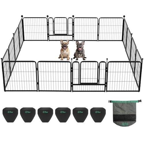 FXW Instant Unleashed Dog Playpen, Portable Pet Fence for Outdoor, RV Trips, and Camping, 24 inch, 16 Panels for Puppy and Small Dogs with RV Protector Ball (Pack of 6Patented
